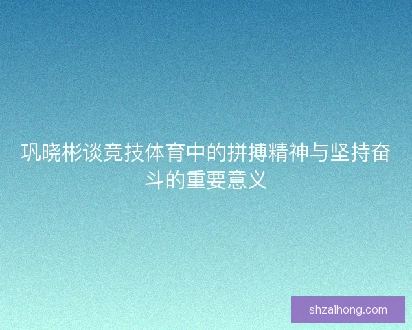 巩晓彬谈竞技体育中的拼搏精神与坚持奋斗的重要意义